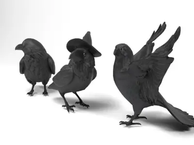 Halloween Ravens Low-poly 3D model