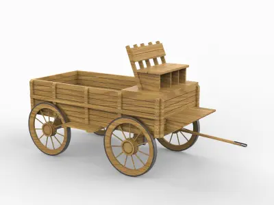 Old Wooden Cart 3D model