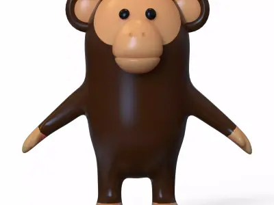 Monkey Stylized Low-poly 3D model