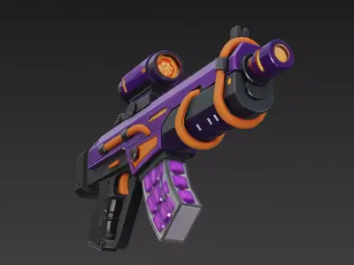 Cartoon Cyber Purple SMG 3D Model PBR Low-poly 3D model