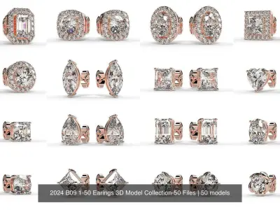 2024 B09 1-50 Earings 3D Model Collection-50 Files 3D Model Pack