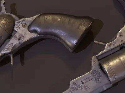Colt Revolver PBR Game-Ready Low-poly 3D model