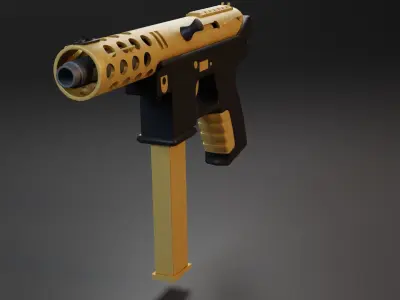 Tec - 9 pistol PBR gameready Low-poly 3D model