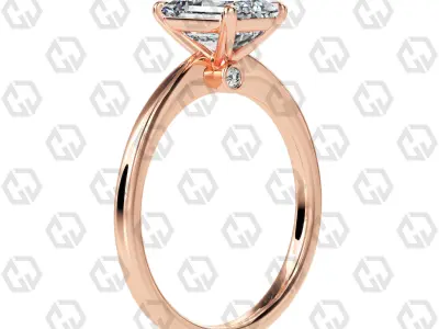 Ring 153 Emerald shape with hidden signature diamond both side 3D print model