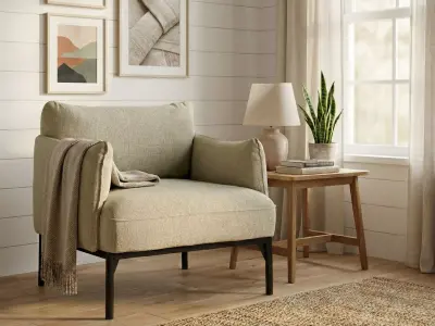 Modern Sage Green Fabric Armchair 3D model