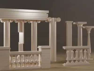 Antique set Pillar  3D model