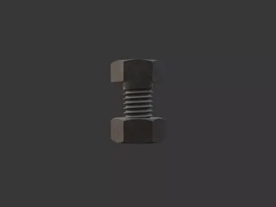 M5 Hex Bolts and Nuts with Rusty Iron Texture 3D model