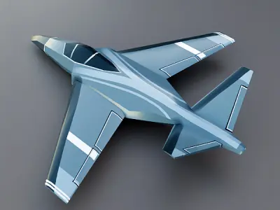 Lowpoly textured jet Low-poly 3D model