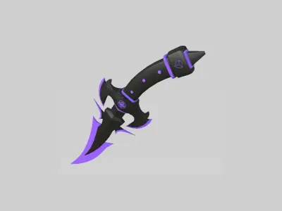 Medieval Dagger 09 Cartoon Purple - Fantasy Character Weapon Low-poly 3D model