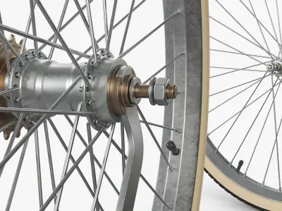 Classic Bike Wheel Set with Light Brown Tires 3D model