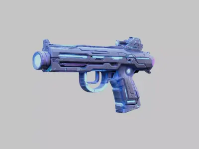 Lowpoly Fantasy Gun Pistol Low-poly 3D model