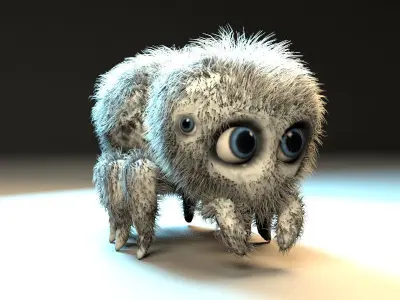 cartoon jump spider Low-poly 3D model