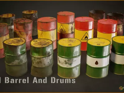 Oil Barrels and Drums Pack Low-poly 3D model