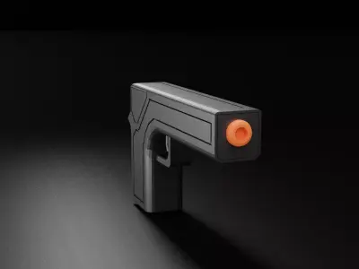 Gun 3d model orange tip Free low-poly 3D model