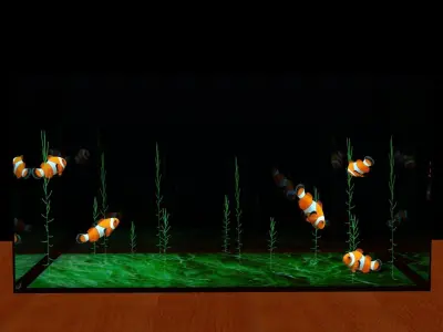 aquarium fish tank with clown fish in it Low-poly 3D model