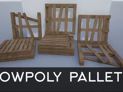 Lowpoly Warehouse Pallets Low-poly 3D model