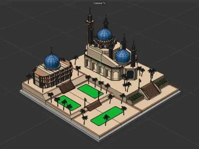  Arabic Masjid Palace  Low-poly 3D model