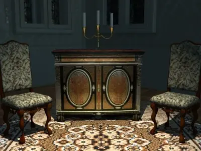 Boulle Cabinet Low-poly 3D model