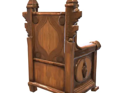 Medieval Wooden Furniture  Pack   Low-poly 3D model