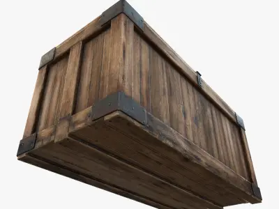 Wooden Retro Crate Game Ready PBR Textures Low Poly Low-poly 3D model