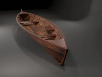 Wooden Longboat Low-poly 3D model