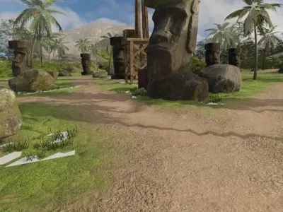 Easter Island Moai Statues 3D model