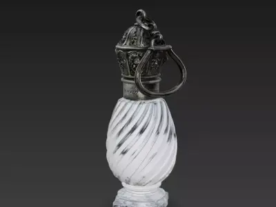 Antique Victorian Perfume Bottle  Ornate Silver  Marble Glass  3D model