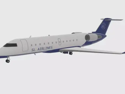 Jet Airliner with cabin interior Low-poly 3D model