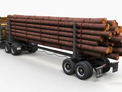 SuperLiner log truck Low-poly 3D model