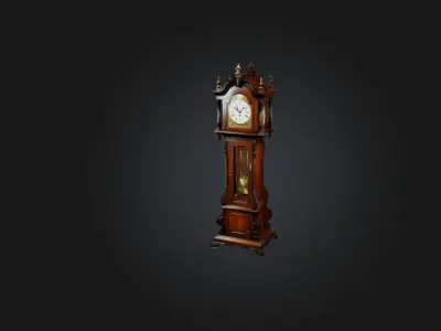 Antique Grandfather Clock Low-poly 3D model