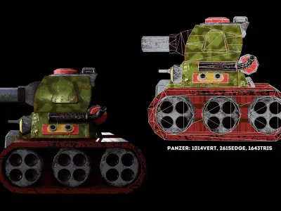 Gameready tank toy Low-poly 3D model