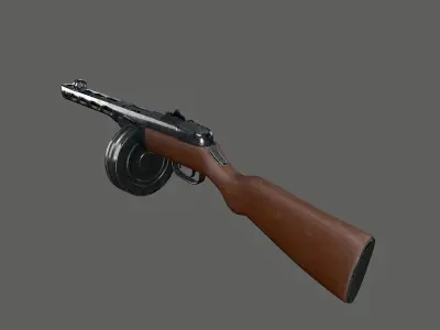 PPSh41 Submachine Gun Low-poly 3D model