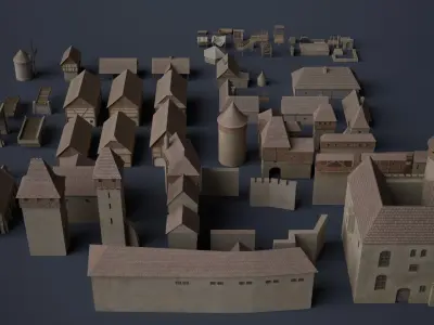 Medieval Castle Assets Low-poly 3D model