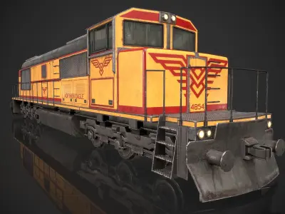American Locomotive videogame asset Low-poly 3D model