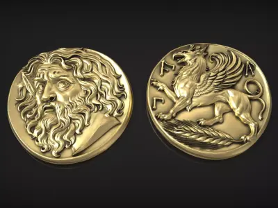 Ancient Greek Coin Stater of Panticapaeum Antique Replica 3D print model
