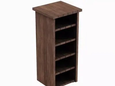Medieval Tall Shelf 04 Low-poly 3D model