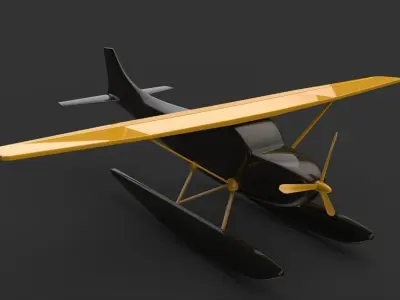 Low Poly game ready Seaplane toy airplane Free low-poly 3D model