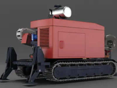 Horizontal Drilling Rig Red 3D model