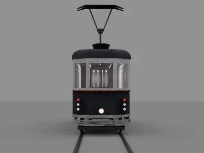 Lowpoly Old Tram 3D model