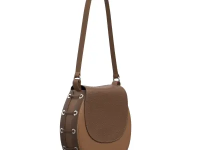 Brown Leather Saddle Bag 3D model