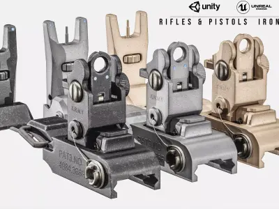 Rifles And Pistols Iron Sights pack Low-poly 3D model