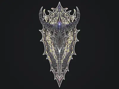 Fantasy shield 1 game ready 3d model Low-poly 3D model