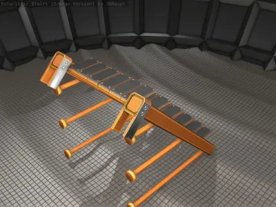 Sci-Fi Stairs - 13 - Orange Version Low-poly 3D model
