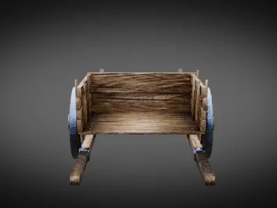 Dirty Medieval Wagon Low-poly 3D model