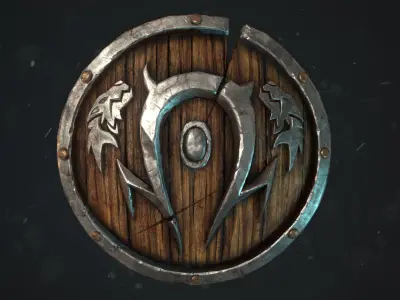 Orc Shield and Axes - World of Warcraft Low-poly 3D model
