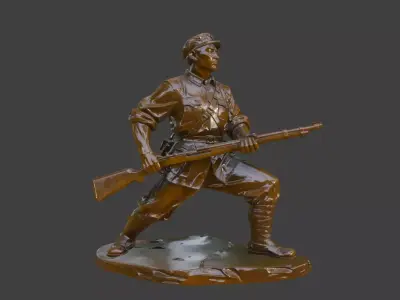 Military sculptures soldiers in battle 3D print model