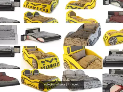 collection of beds 3D Model Pack