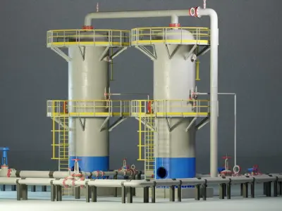 Industrial Vertical Vessel PBR Game Ready Low-poly 3D model