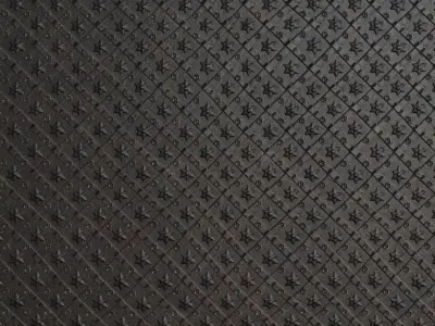 Ornate Star-Studded Iron Gate Metal PBR Seamless Texture