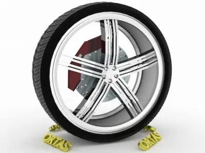 ORTAS CAR WHEEL RIM 119 GAME READY WHEEL RIM TIRE 3D model